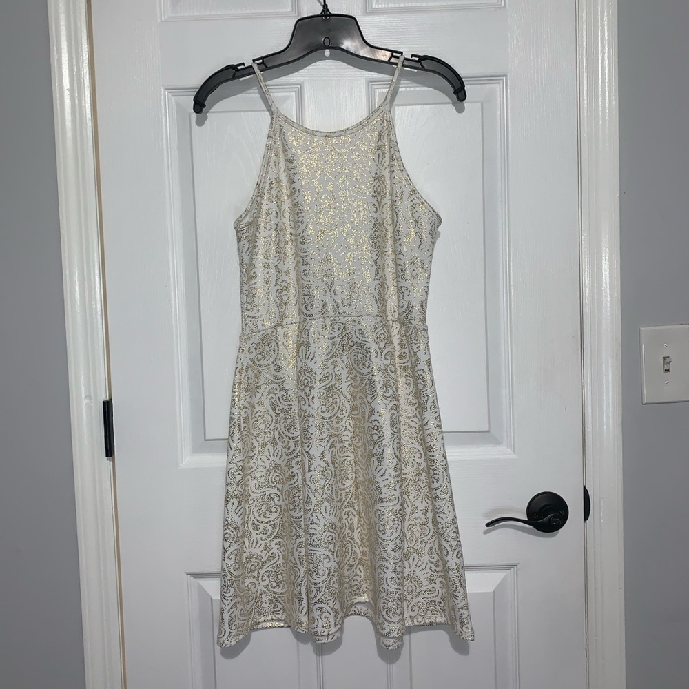 white dress with gold details 👑